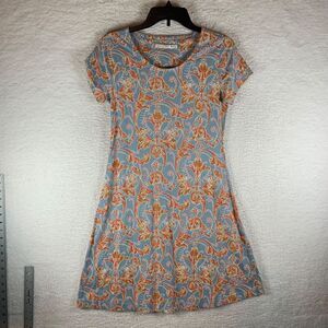 Peruvian Connection Women's Short Sleeve Pima Cotton Floral‎ Print Dress Size XS